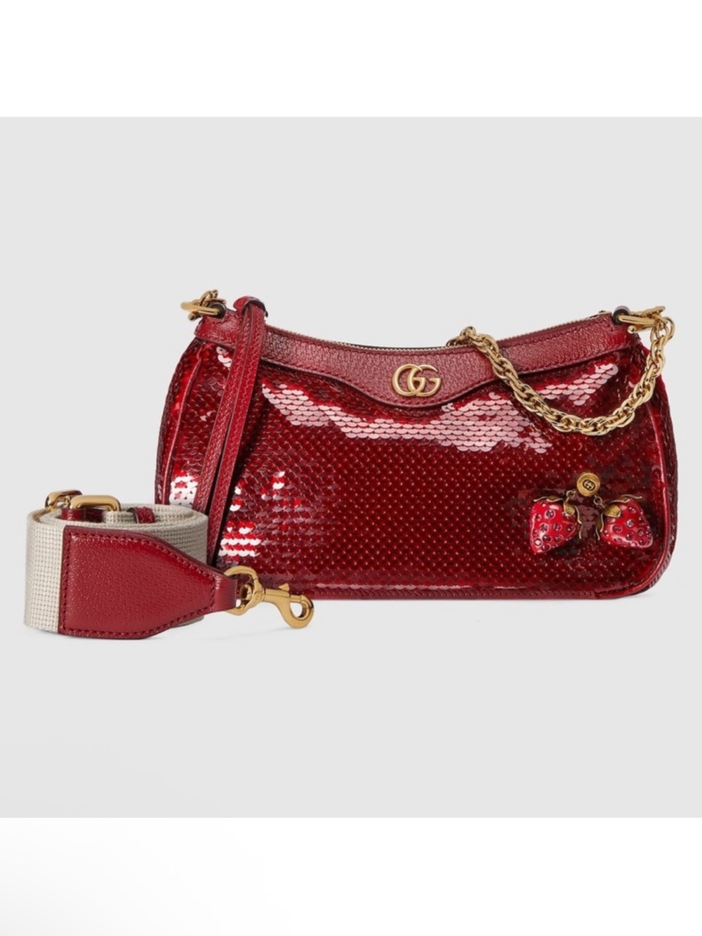 Gucci GG Marmont Strawberry Red Sequin Shoulder Bag - Picture 2 of 8